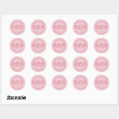 Modern handmade with love pink thank you ronde sticker (Vel)