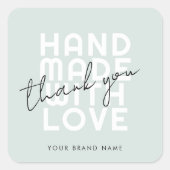 Modern handmade with love thank you vierkante sticker (Voorkant)