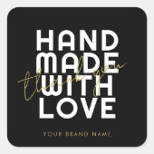 Modern handmade with love thank you vierkante sticker (Voorkant)