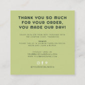 Modern handmade with love thank you vierkante visitekaartje (Achterkant)