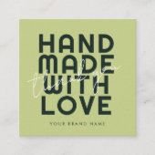 Modern handmade with love thank you vierkante visitekaartje (Voorkant)