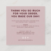 Modern handmade with love thank you vierkante visitekaartje (Achterkant)