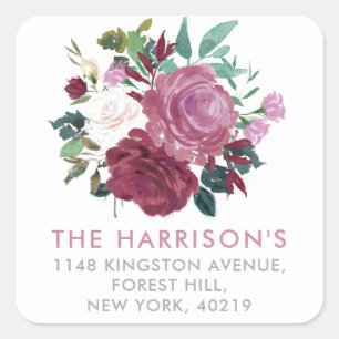 Modern Handmatige handmatige Floral Bouquet Return Vierkante Sticker