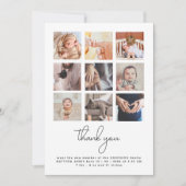 Modern handschrift 9 Foto Baby shower Dank u Bedankkaart (Voorkant)