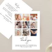 Modern handschrift 9 Foto Baby shower Dank u Bedankkaart