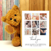 Modern handschrift 9 Foto Baby shower Dank u Bedankkaart