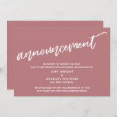 Modern Handschrift afgelast bruiloft stoffig Roos Kaart (Voorkant / Achterkant)