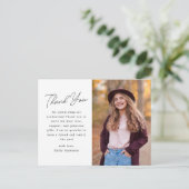 Modern handschrift Afstuderen foto dank u Briefkaart (Staand voorkant)