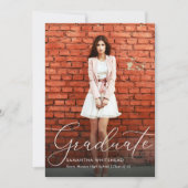 Modern handschrift Afstuderen met witte foto Aankondiging (Voorkant)
