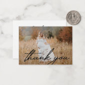 modern handschrift bedankt je baby shower foto notitiekaartje (Voorkant / Achterkant in situ)