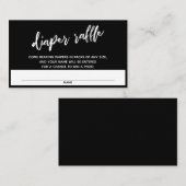 Modern handschrift Black Diaper Raffle Ticket Informatiekaartje (Voorkant / Achterkant)