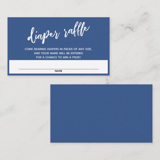 Modern Handschrift Blauwe Luier Raffle Ticket Informatiekaartje (Voorkant / Achterkant)