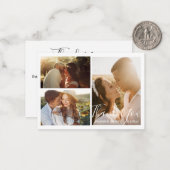 modern handschrift bruiloft foto collage bedankt notitiekaartje (Voorkant / Achterkant in situ)