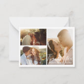 modern handschrift bruiloft foto collage bedankt notitiekaartje (Voorkant)