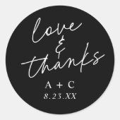 Modern handschrift bruiloft gunst ronde sticker (Voorkant)