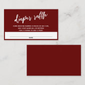 Modern Handschrift Burgundy Diaper Raffle Ticket Informatiekaartje (Voorkant / Achterkant)