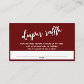 Modern Handschrift Burgundy Diaper Raffle Ticket Informatiekaartje (Voorkant)