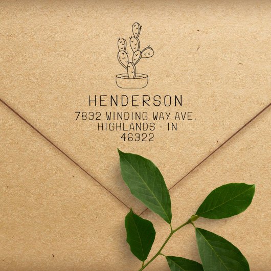 Modern handschrift Cactus familie retour adres Rubberstempel