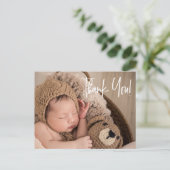 Modern handschrift Dank je Baby Foto geboorte Briefkaart (Staand voorkant)