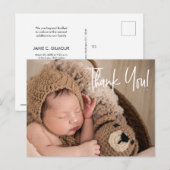 Modern handschrift Dank je Baby Foto geboorte Briefkaart (Voorkant / Achterkant)
