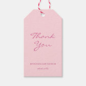 Modern handschrift dank u tekst blush roze chic cadeaulabel (Voorkant)