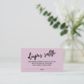 Modern handschrift diaper Raffle Ticket Mauve Pink Informatiekaartje (Staand voorkant)