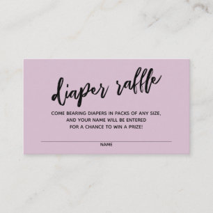 Modern handschrift diaper Raffle Ticket Mauve Pink Informatiekaartje