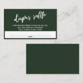 Modern Handschrift Donkergroene luier Raffle Ticke Informatiekaartje (Voorkant / Achterkant)