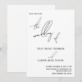 Modern Handschrift Eenvoudig "The Wedding of White Kaart (Voorkant / Achterkant)