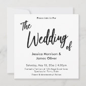 Modern handschrift eenvoudige witte bruiloft kaart (Voorkant)