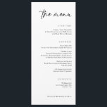 Modern handschrift Elegant bruiloft diner Menu<br><div class="desc">Dit eenvoudige,  moderne handschrifthuwelijksmenu heeft een strak,  eigentijds ontwerp met een elegant,  vloeiend script. De minimalistische lay-out en het stijlvolle handschrift maken het een verfijnde aanvulling op elke trouwtafel,  perfect voor koppels die op zoek zijn naar een chique en moderne esthetiek.</div>
