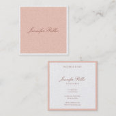 Modern Handschrift Elegante Sjabloon Pearl Finish Vierkante Visitekaartje (Voorkant / Achterkant)