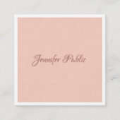 Modern Handschrift Elegante Sjabloon Premium Dik Vierkante Visitekaartje (Voorkant)