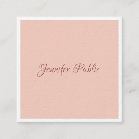 Modern Handschrift Elegante Sjabloon Premium Dik Vierkante Visitekaartje (Voorkant)