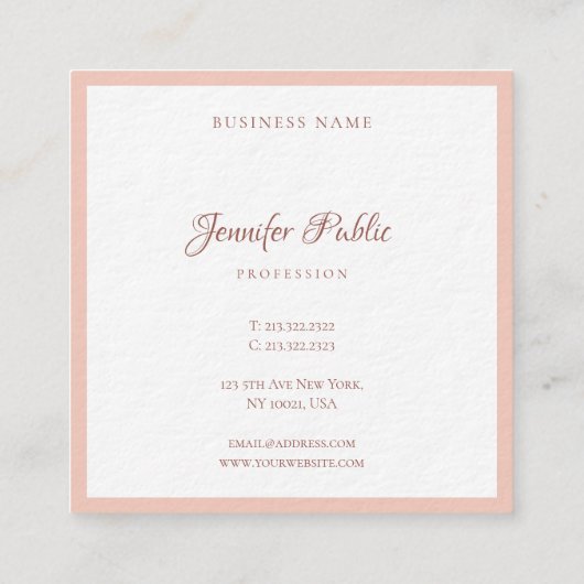 Modern Handschrift Elegante Sjabloon Premium Dik Vierkante Visitekaartje (Achterkant)
