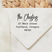 Modern handschrift familienaam retouradres rubberstempel