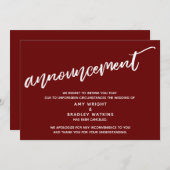 Modern handschrift geannuleerd bruiloft Bourgondië Kaart (Voorkant / Achterkant)