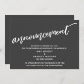 Modern handschrift geannuleerd bruiloft donkergrij kaart (Voorkant / Achterkant)