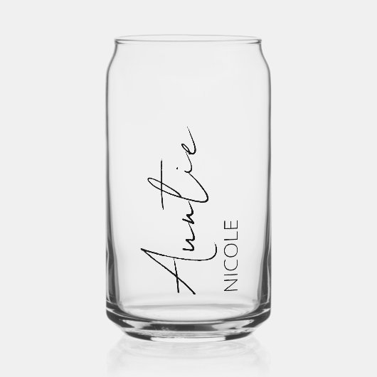 Modern handschrift gepersonaliseerde naam tante blikvorm glas (Voorkant)