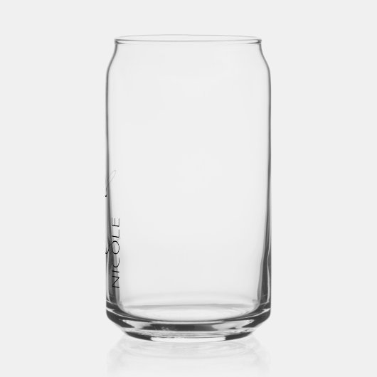 Modern handschrift gepersonaliseerde naam tante blikvorm glas (Links)