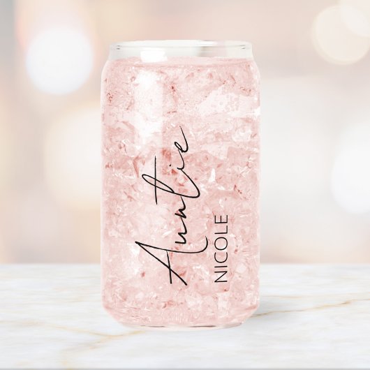 Modern handschrift gepersonaliseerde naam tante blikvorm glas