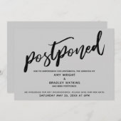 Modern handschrift grijs uitgestelde bruiloft Kaar Kaart (Voorkant / Achterkant)