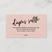 Modern Handschrift Luier Raffle Ticket Blush Roze Informatiekaartje (Voorkant)