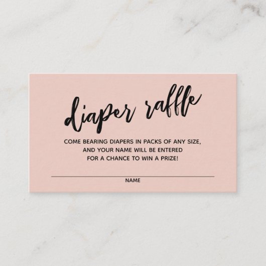 Modern Handschrift Luier Raffle Ticket Blush Roze Informatiekaartje (Voorkant)