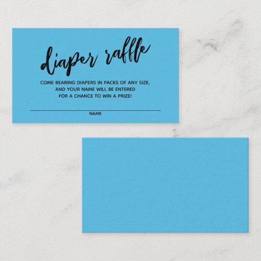 Modern Handschrift Luier Raffle Ticket Bold Blue Informatiekaartje (Voorkant / Achterkant)