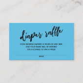 Modern Handschrift Luier Raffle Ticket Bold Blue Informatiekaartje (Voorkant)