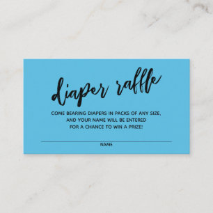 Modern Handschrift Luier Raffle Ticket Bold Blue Informatiekaartje