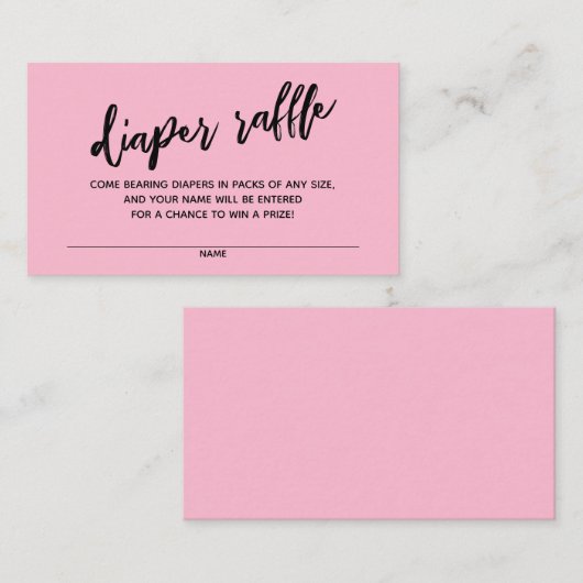 Modern Handschrift Luier Raffle Ticket Roze Informatiekaartje (Voorkant / Achterkant)