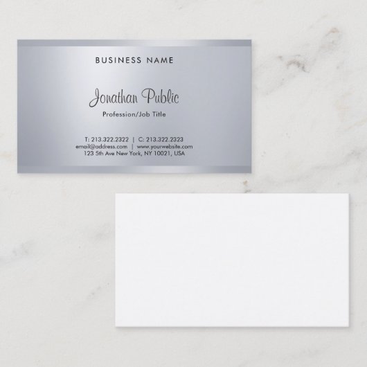 Modern handschrift met handschrift Glamor Silver Visitekaartje (Voorkant / Achterkant)