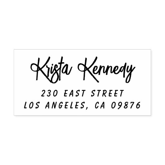 Modern handschrift naam en adres rubberstempel (Afrduk)